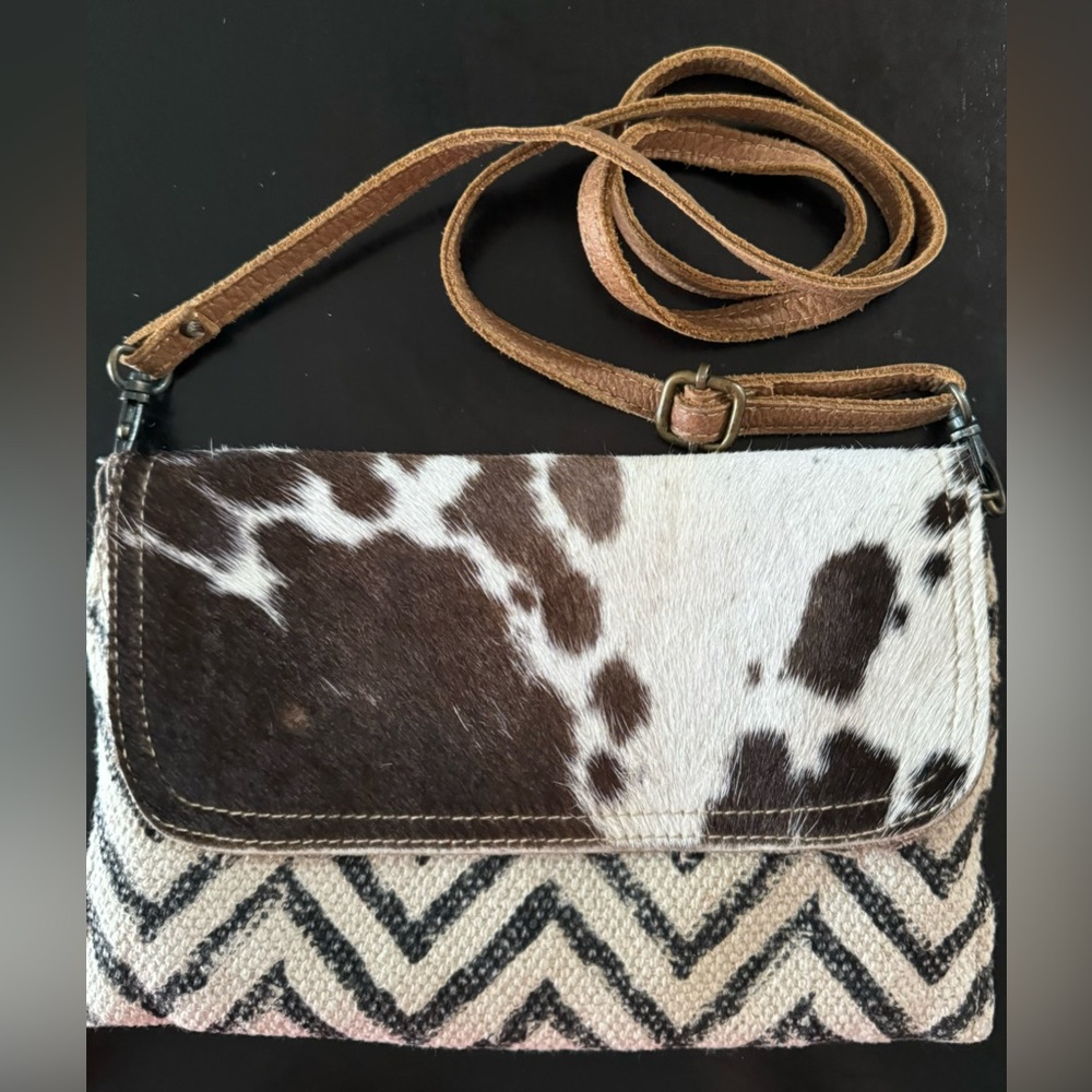 Myra Bag Devious Upcycled Canvas & Cowhide Crossbody Bag